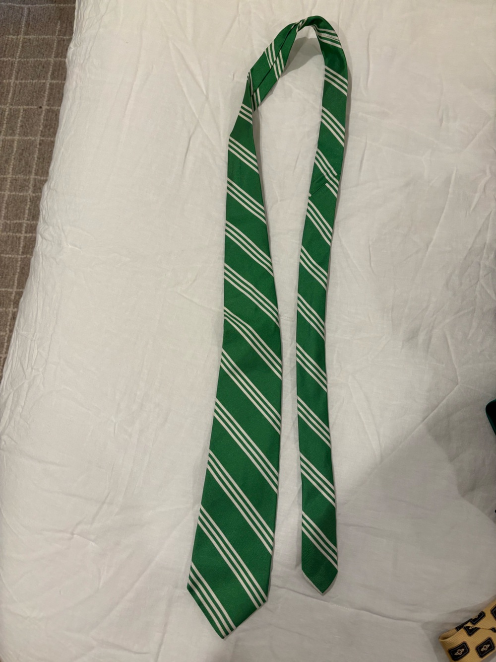 Brooks Brothers Green and White Striped Silk Tie